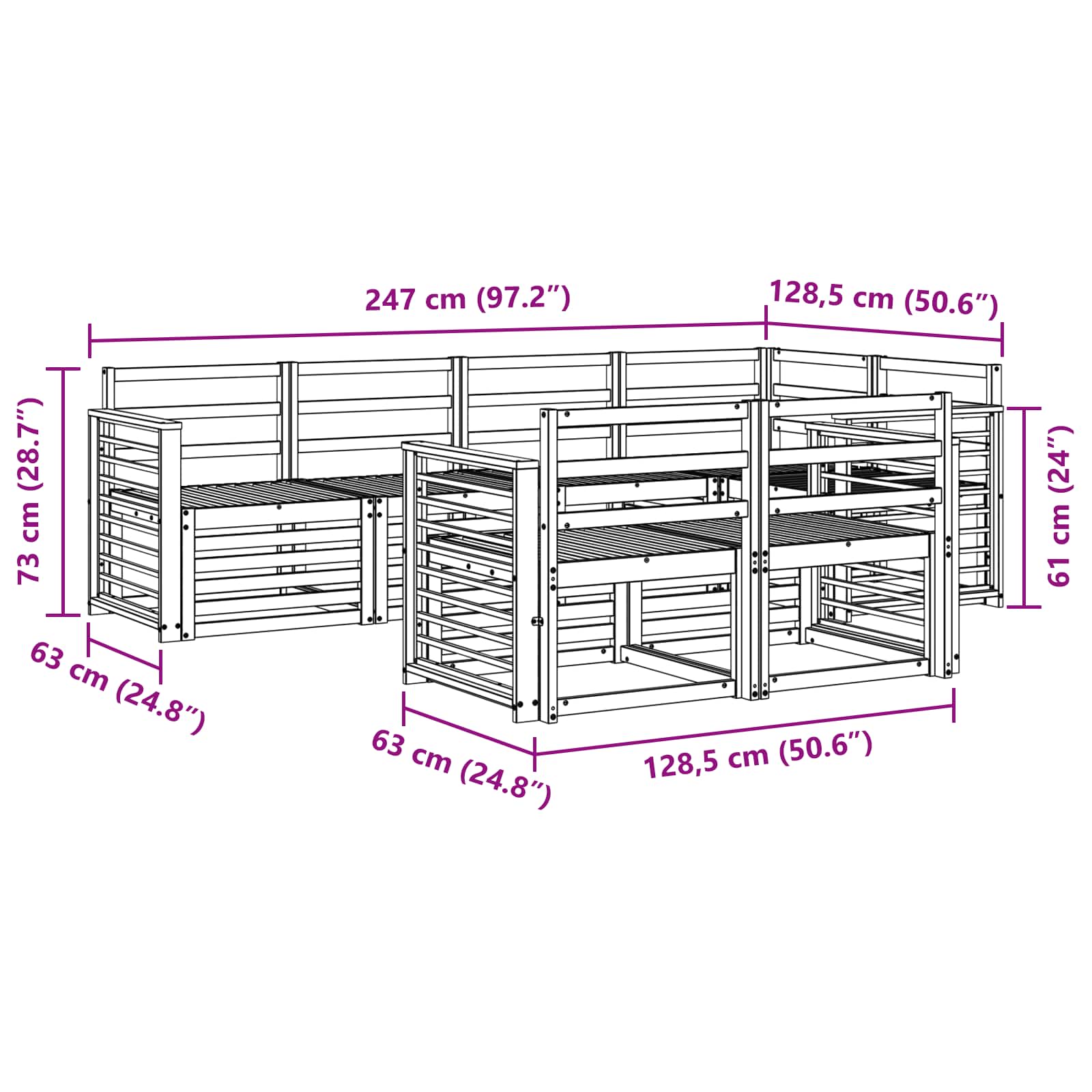 Sofa-Sets 7 pcs Naturel Massief Acaciahout image 6