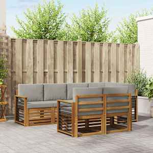 Kotna sedežna garnitura z blazino 7 pcs Naravna in svetlo siva