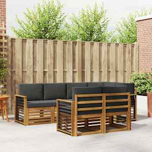 Kotna sedežna garnitura z blazino 7 pcs Naravna in antracitna