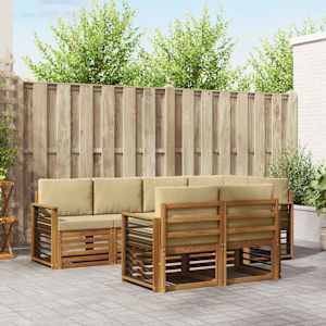 Kotna sedežna garnitura z blazino 7 pcs Naravna in bež