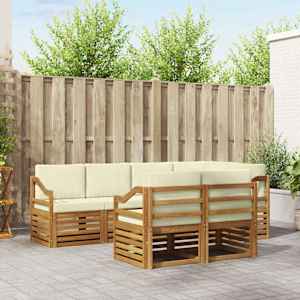 Kotna sedežna garnitura z blazino 7 pcs Naravna in smetana