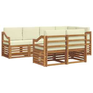 Rohová sofa sada s polštářem 7 pcs Přirozená a Krémová - obrázek 2