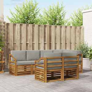 Kotna sedežna garnitura z blazino 7 pcs Naravna in svetlo siva