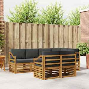 Kotna sedežna garnitura z blazino 7 pcs Naravna in antracitna