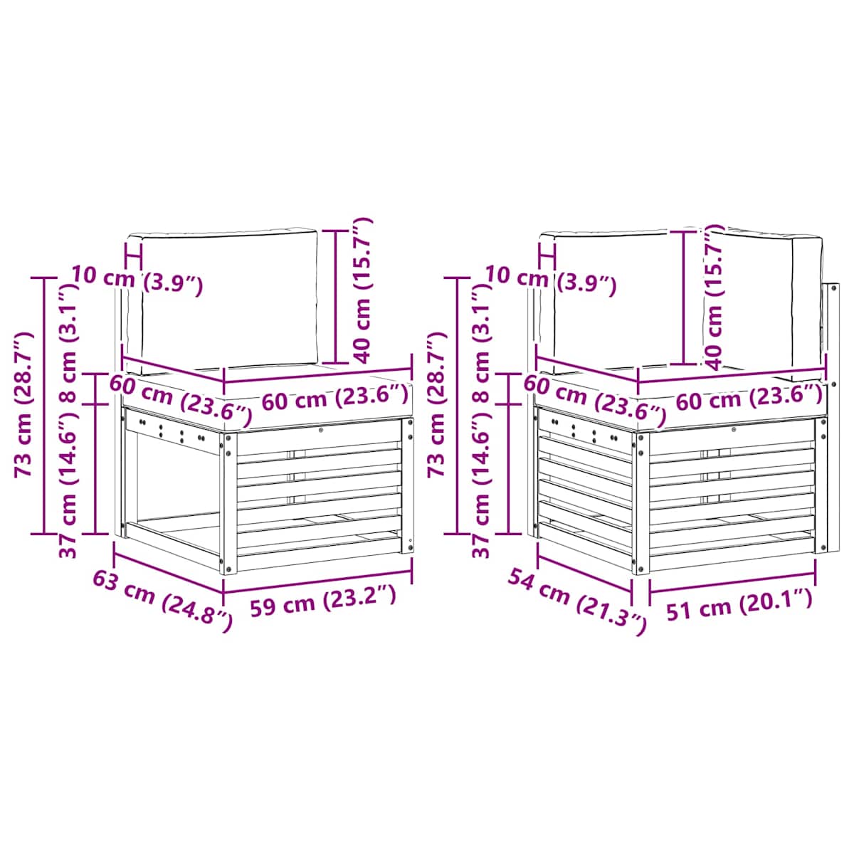 Udendørs sofagruppe 7 stk. Polyester - Billede 10