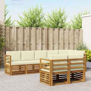 Sedežne garniture 8 pcs Naravna in smetana Masiven les akacije