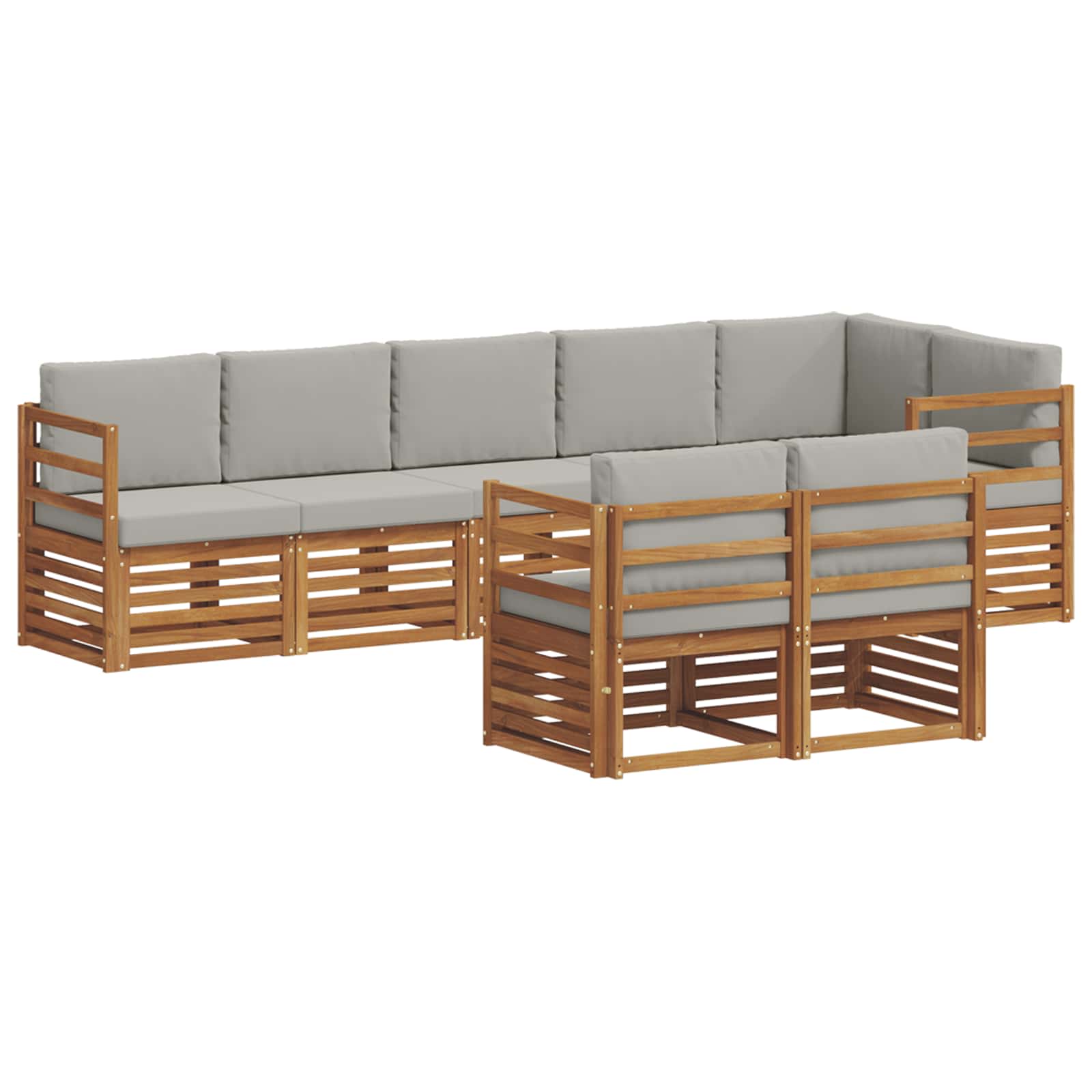 Sedežne garniture z blazino 8 pcs Naravna in svetlo siva - slika 2