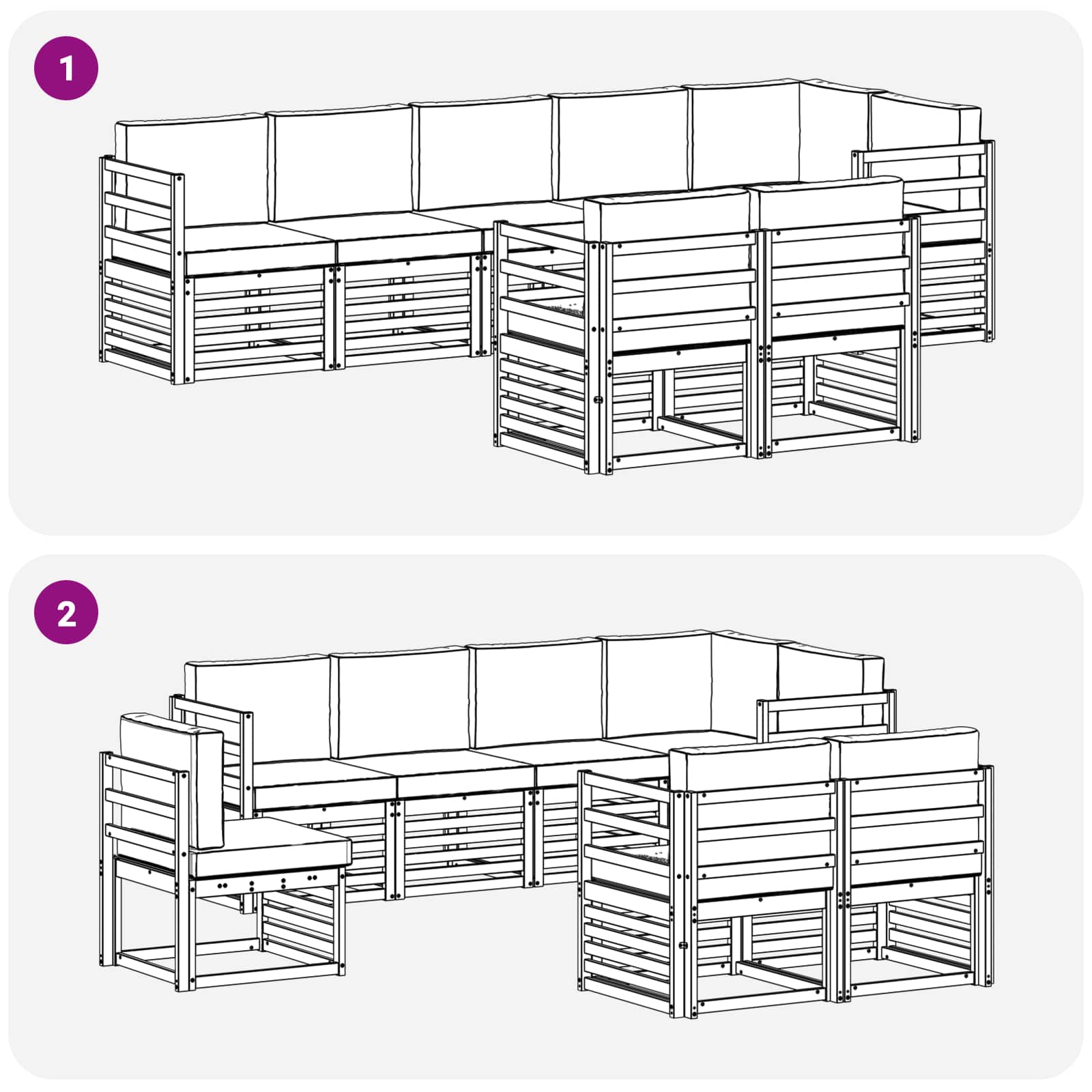 Sedežne garniture z blazino 8 pcs Naravna in svetlo siva - slika 7