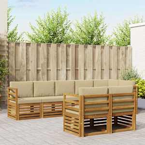 Sedežne garniture 8 pcs Naravna in bež Masiven les akacije