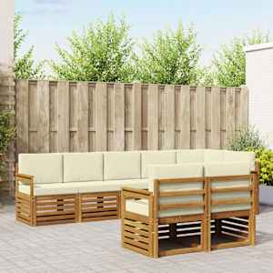 Sedežne garniture 8 pcs Naravna in smetana Masiven les akacije