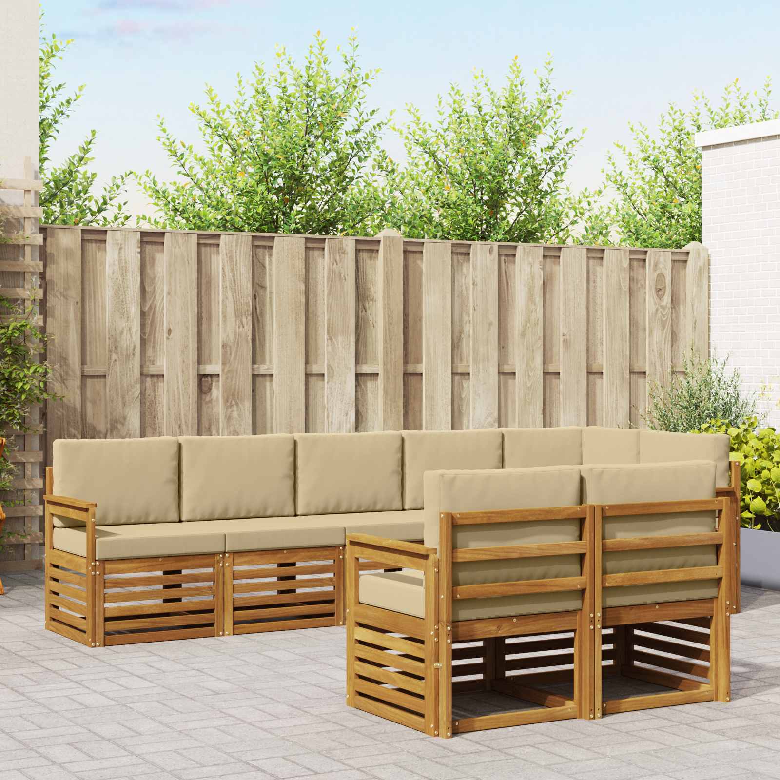 vidaXL Sofagarnituren 8 pcs Natur und Beige Massivholz Akazie