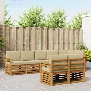 Sedežne garniture 8 pcs Naravna in bež Masiven les akacije