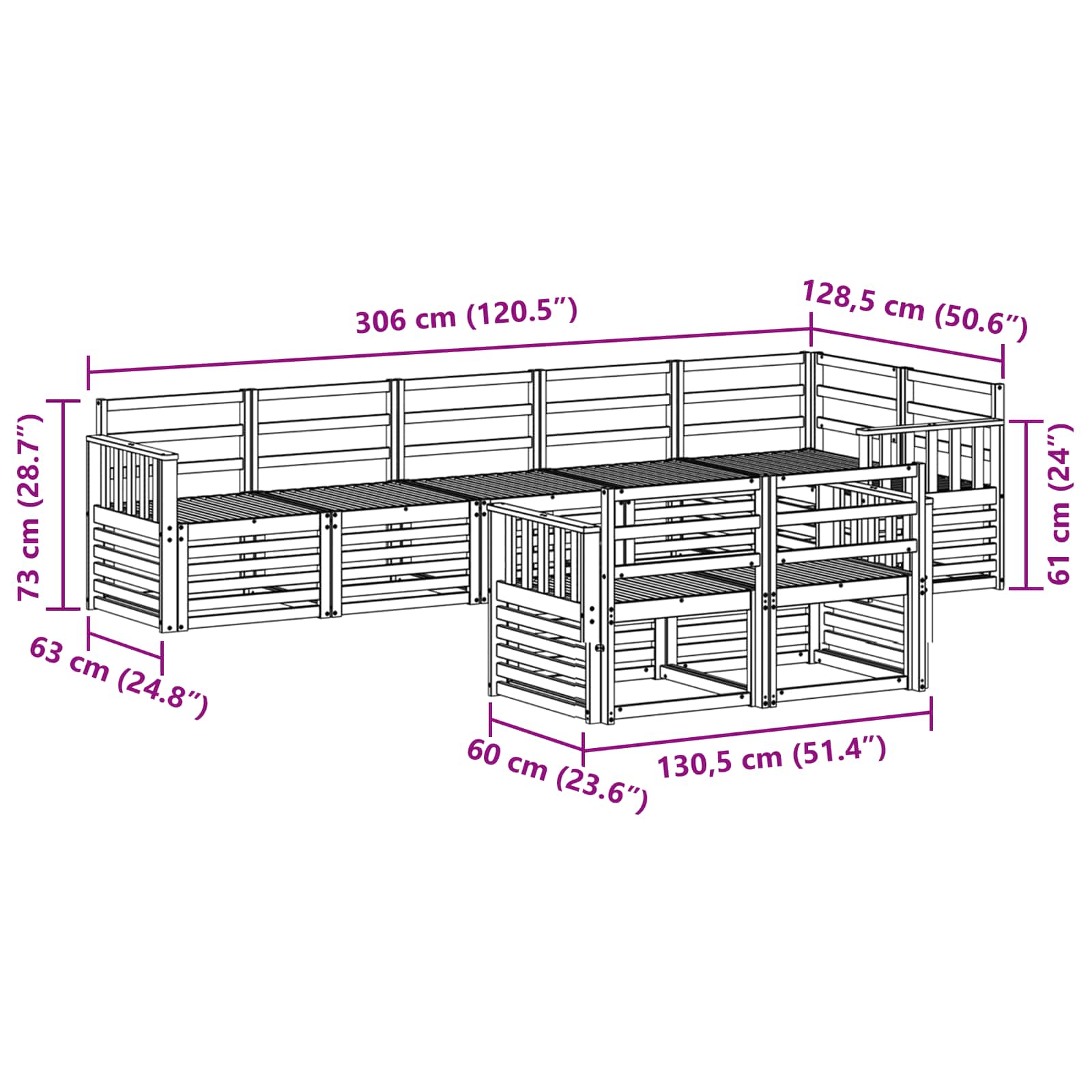 Sedežne garniture 8 pcs Naravna Masiven les akacije - slika 8