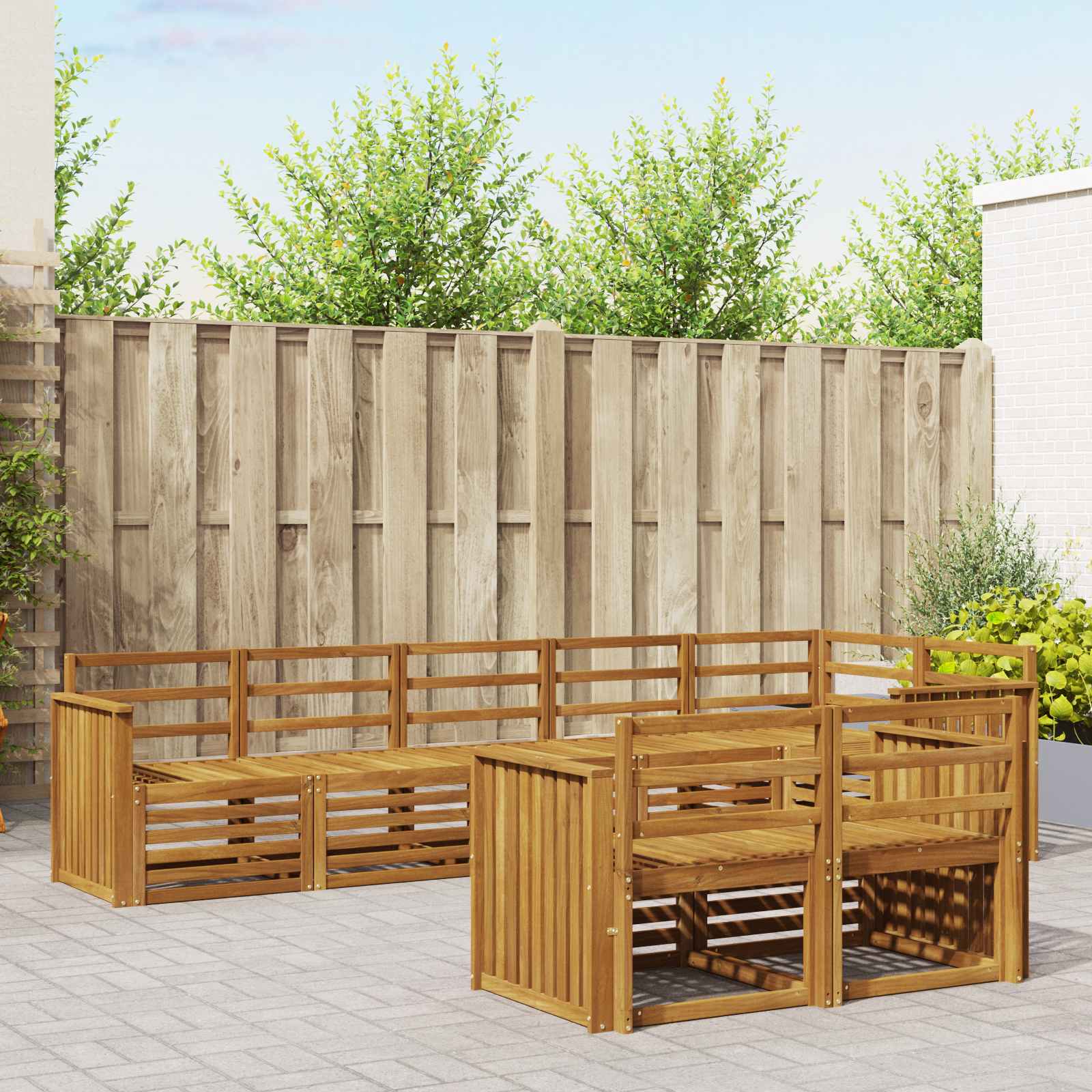 Sedežne garniture 8 pcs Naravna Masiven les akacije