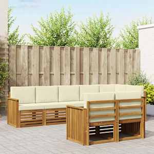 Sedežne garniture 8 pcs Naravna in smetana Masiven les akacije