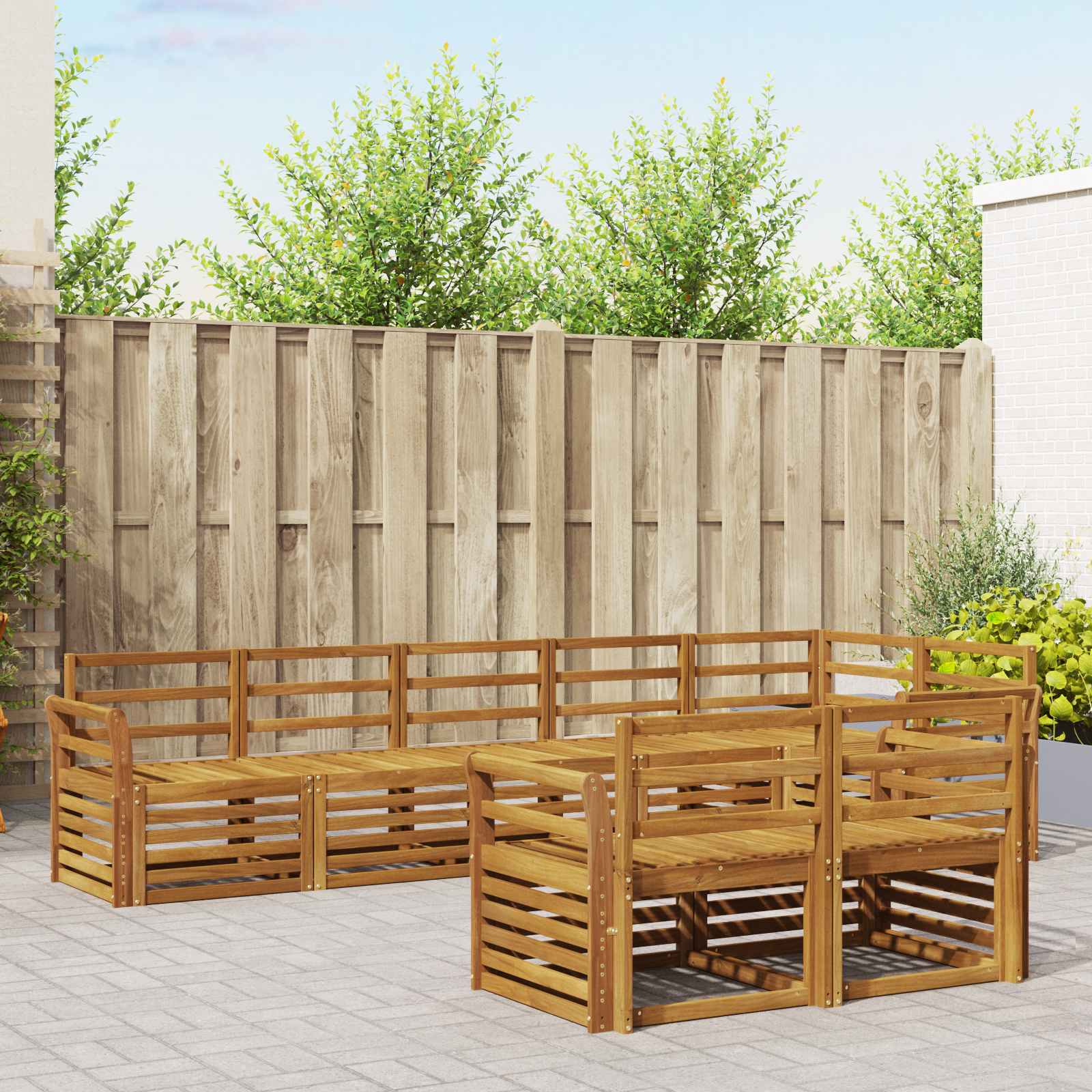 Sedežne garniture 8 pcs Naravna Masiven les akacije