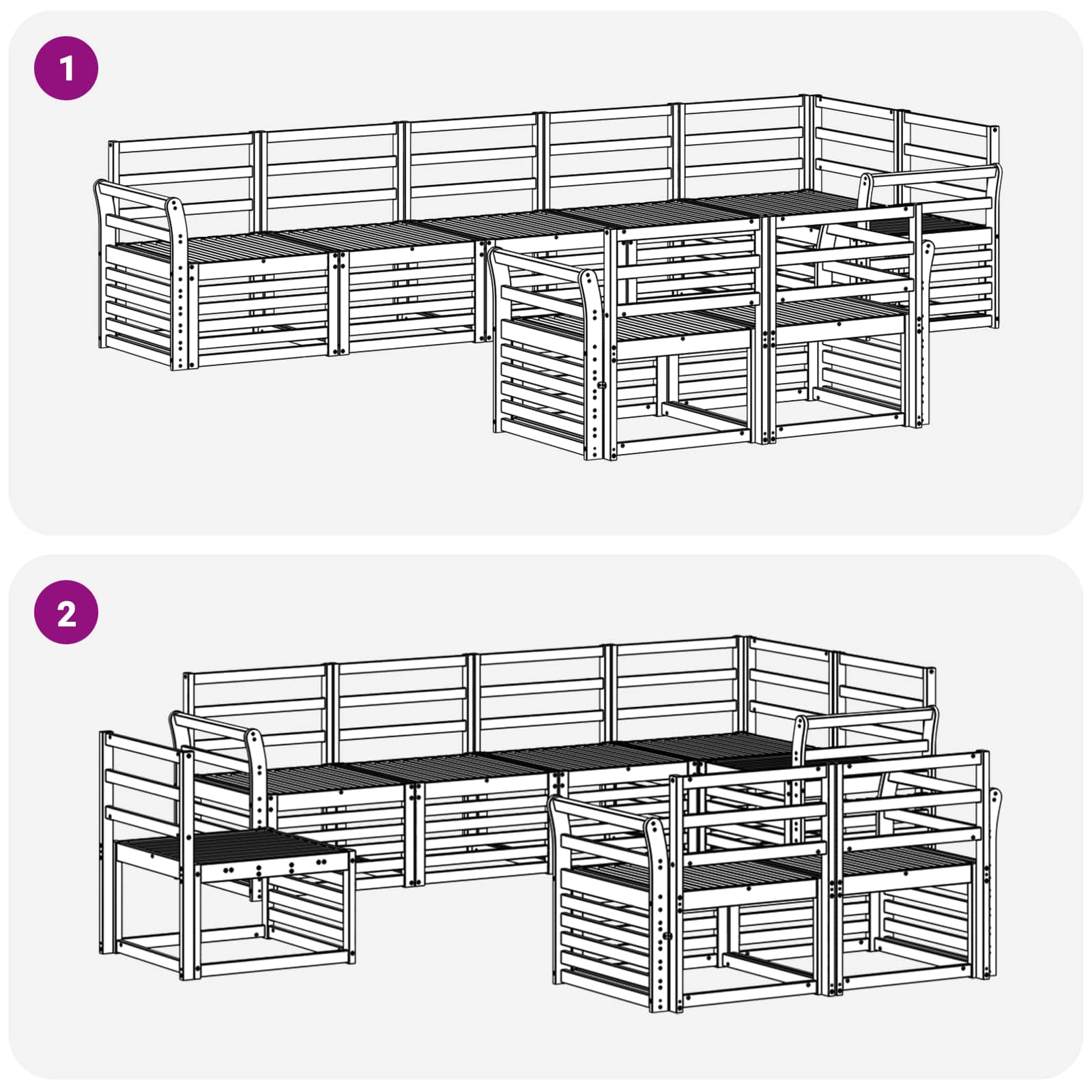 Sedežne garniture 8 pcs Naravna Masiven les akacije - slika 6