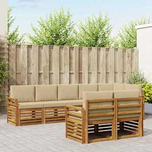 Sedežne garniture 8 pcs Naravna in bež Masiven les akacije