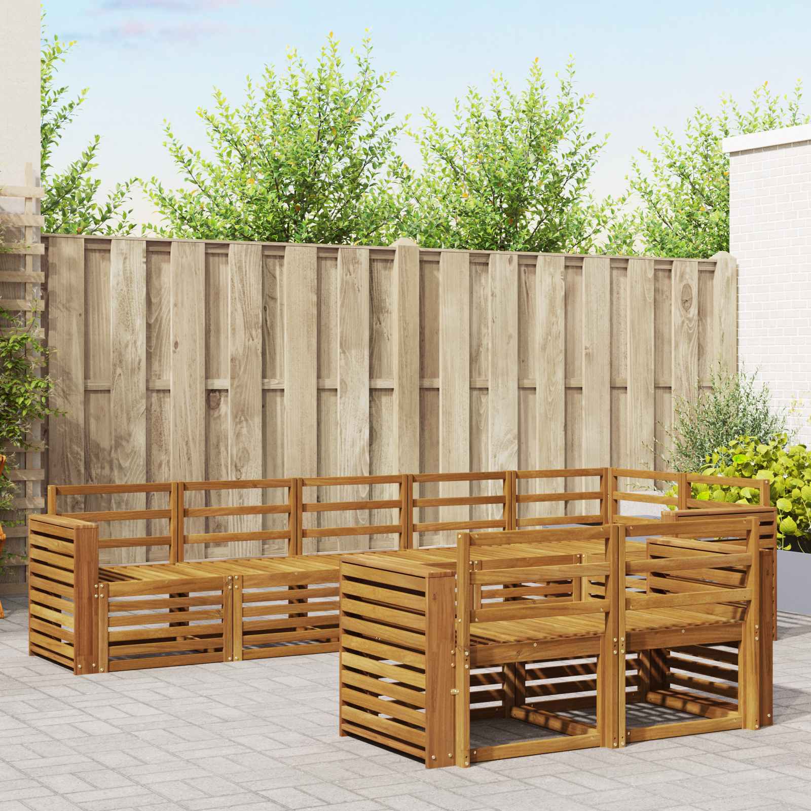 Sedežne garniture 8 pcs Naravna Masiven les akacije