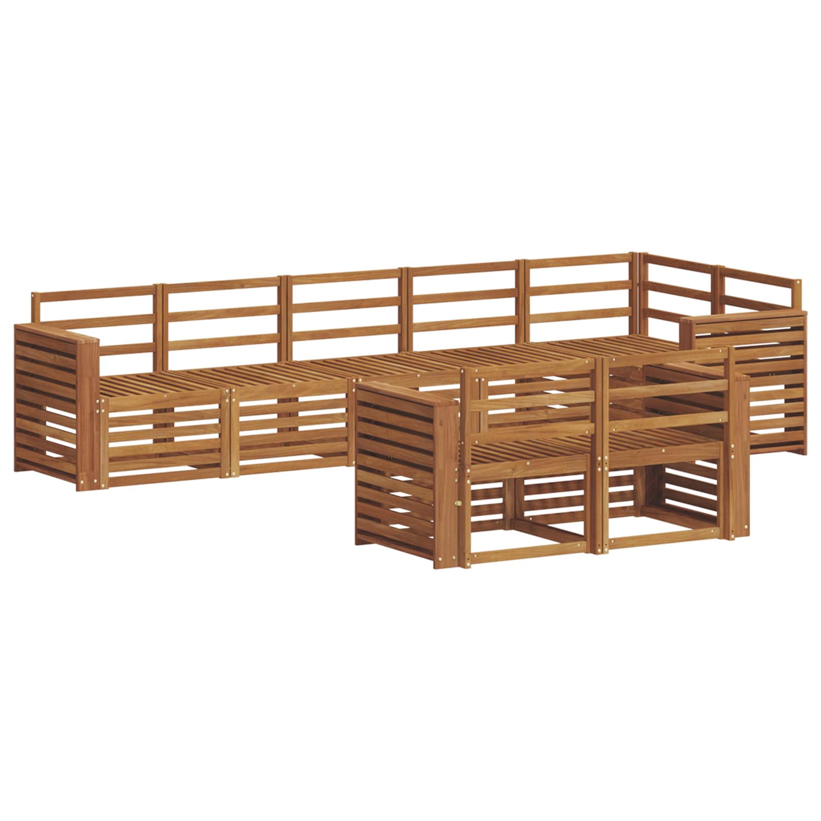 Sedežne garniture 8 pcs Naravna Masiven les akacije - slika 2