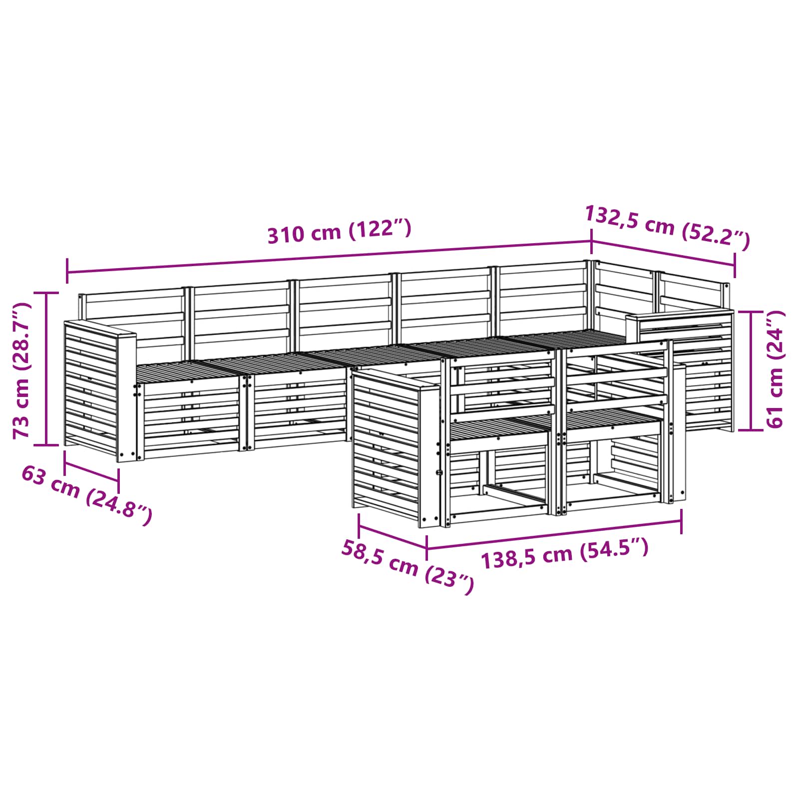Sedežne garniture 8 pcs Naravna Masiven les akacije - slika 8