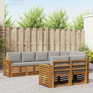 Sedežne garniture z blazino 8 pcs Naravna in svetlo siva