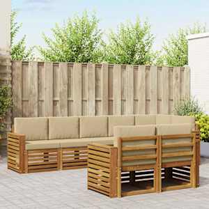 Sedežne garniture 8 pcs Naravna in bež Masiven les akacije