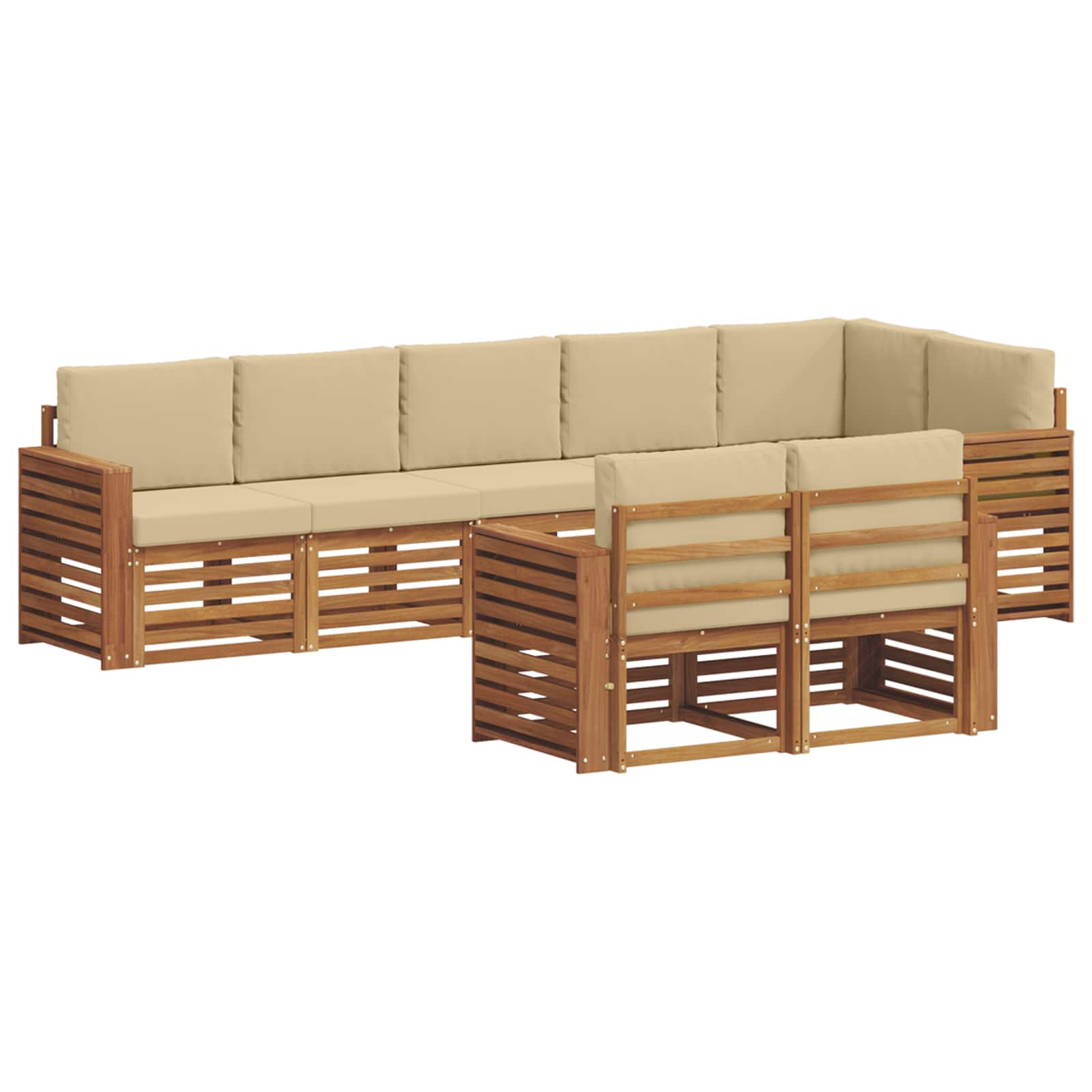 vidaXL Buiten bankenset 8 st 8-zits Natuurlijk en Beige, foto 3