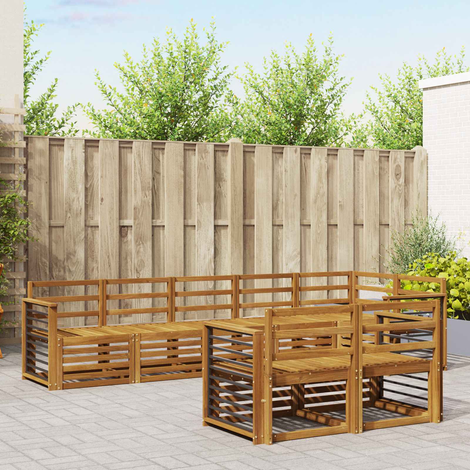 vidaXL Sofagarnituren 8 pcs Natur Massivholz Akazie