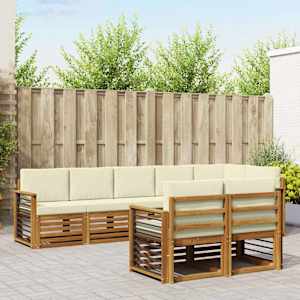 Sedežne garniture 8 pcs Naravna in smetana Masiven les akacije