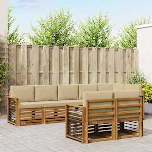 Sedežne garniture 8 pcs Naravna in bež Masiven les akacije