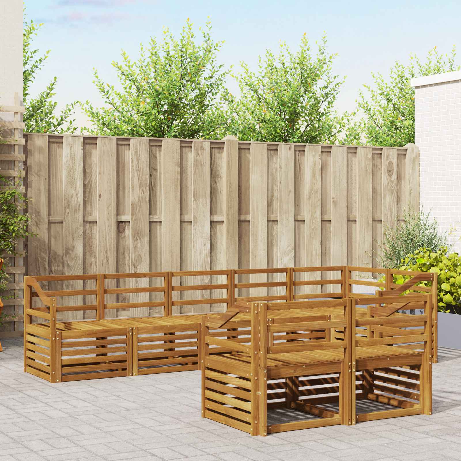 Sofa-Sets 8 pcs Naturel Massief Acaciahout image 1