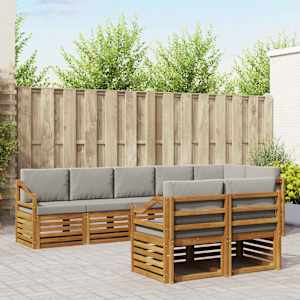 Sedežne garniture z blazino 8 pcs Naravna in svetlo siva