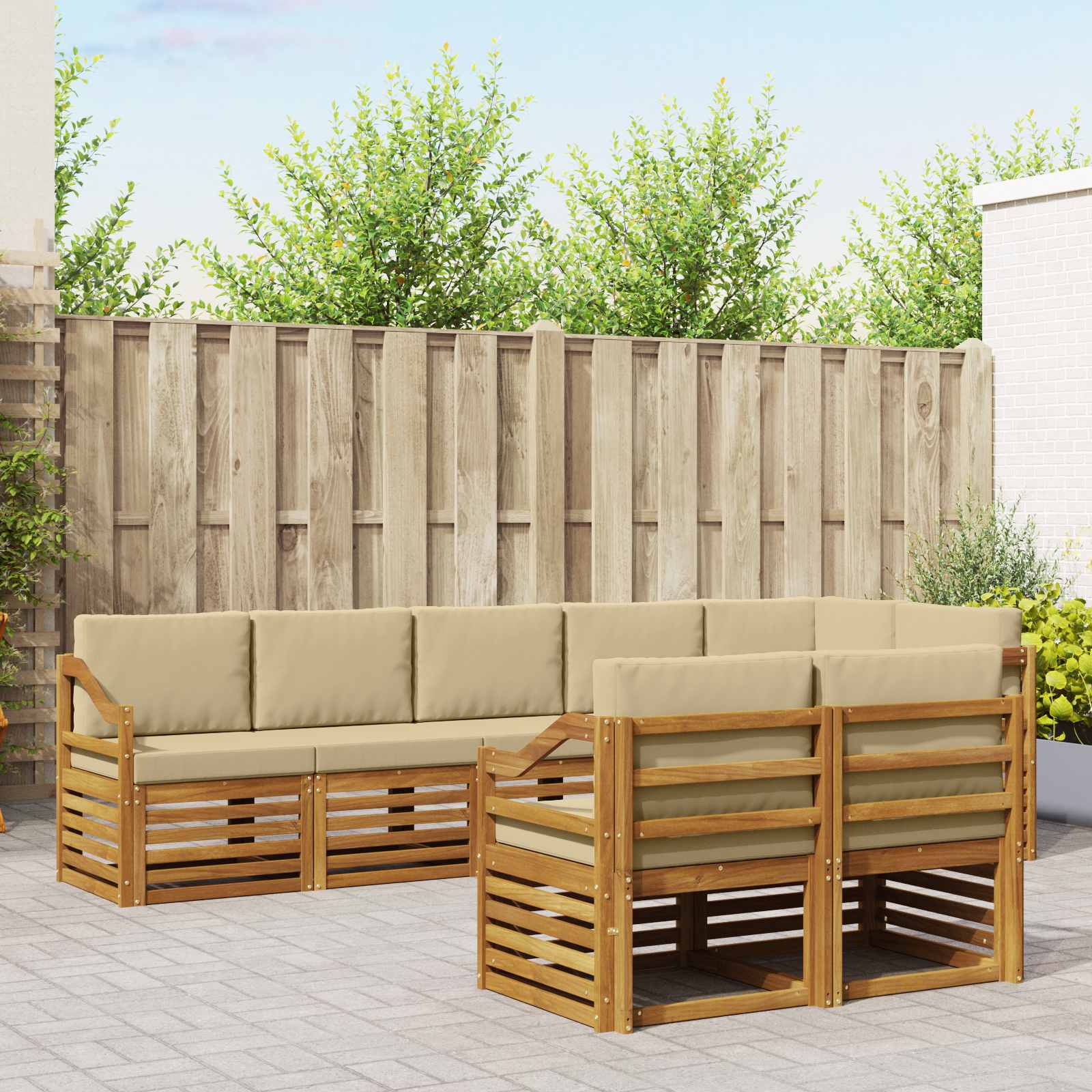 vidaXL Sofagarnituren 8 pcs Natur und Beige Massivholz Akazie
