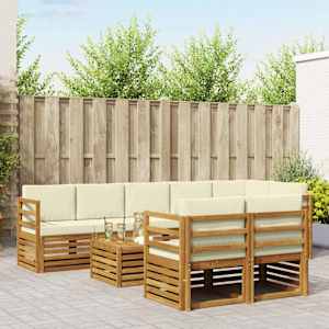 Sedežne garniture 9 pcs Naravna in smetana Masiven les akacije