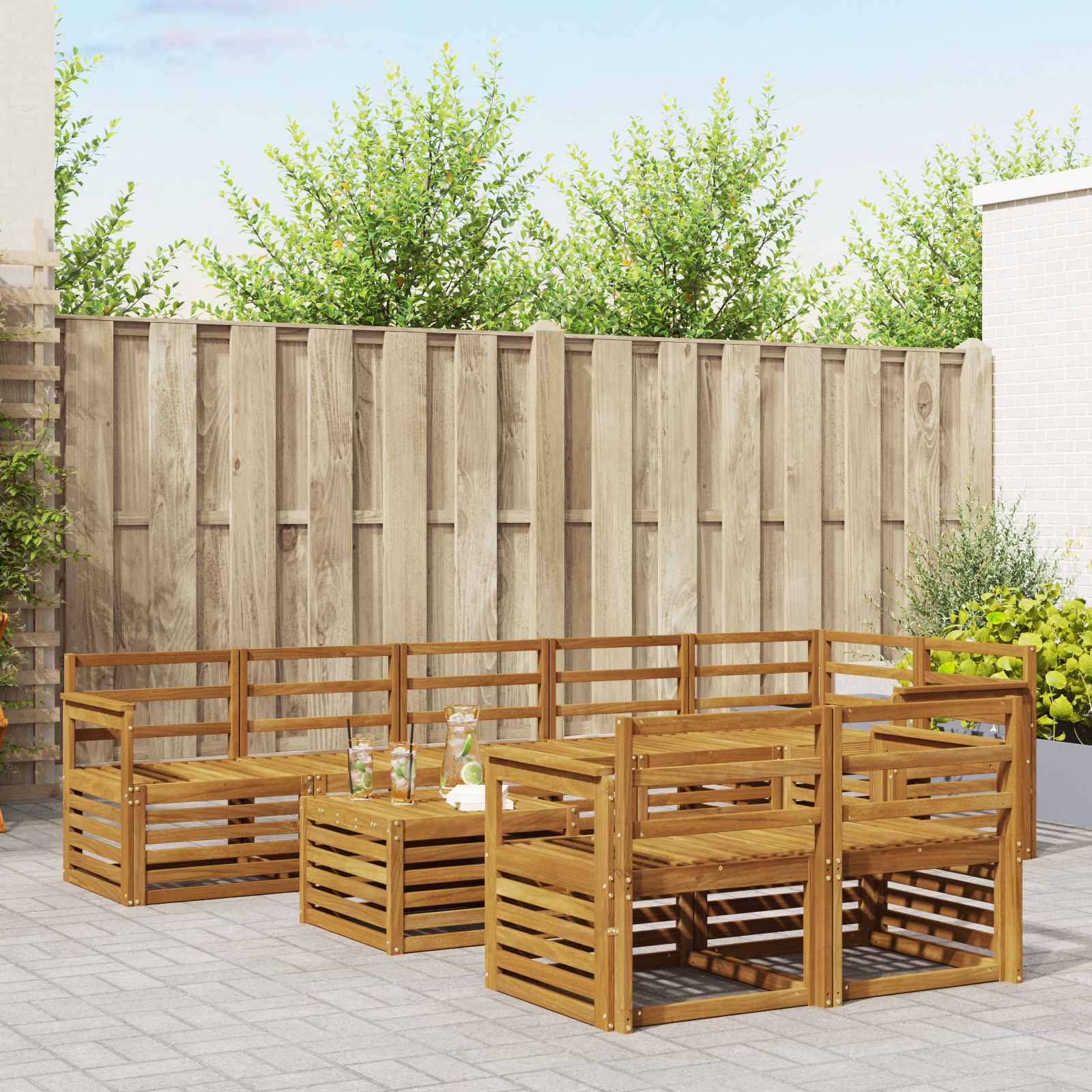 Sofa-Sets Naturel Massief Acaciahout image 1