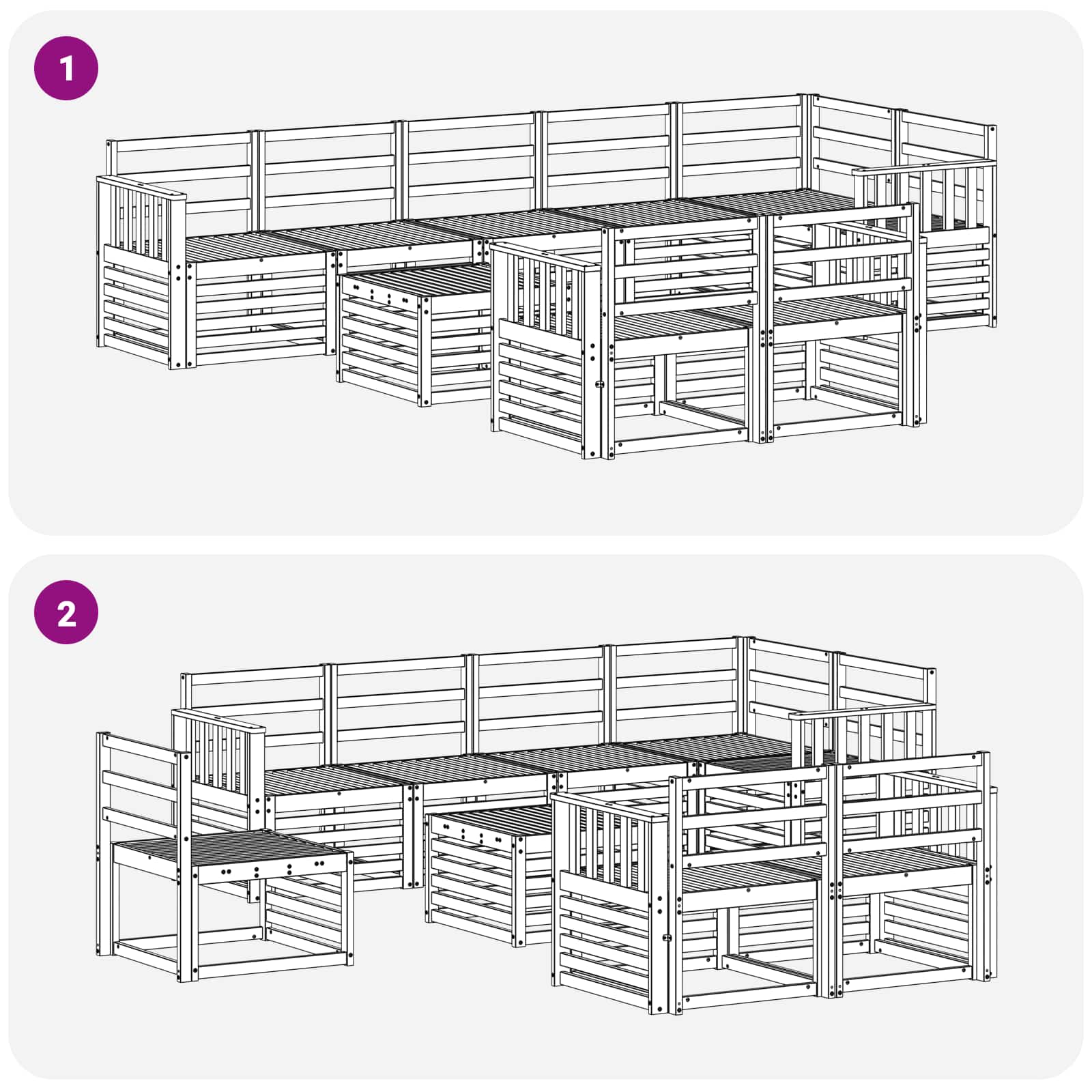 Sofa-Sets Naturel Massief Acaciahout image 9