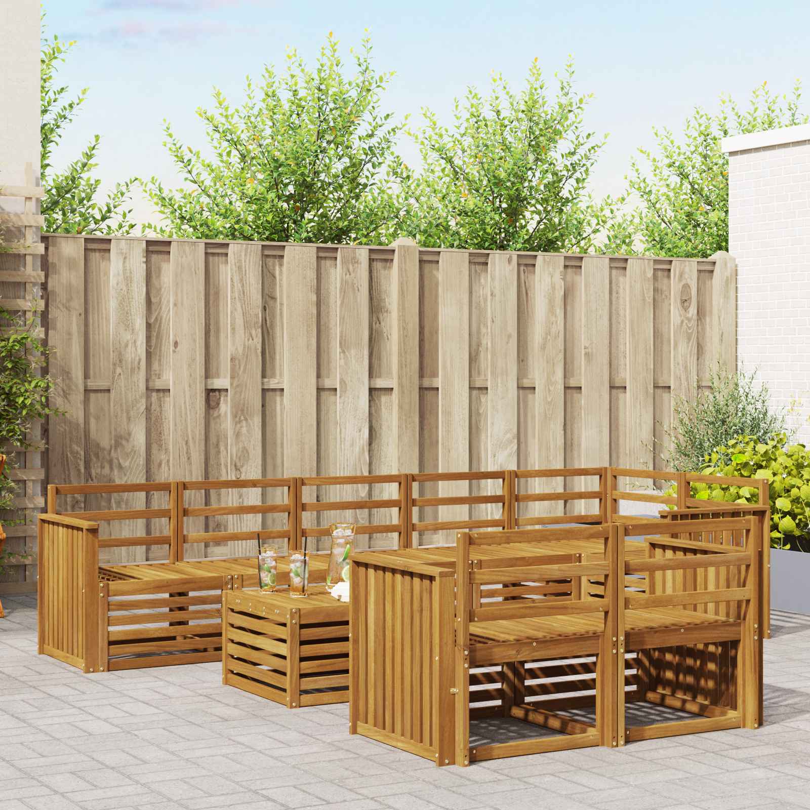 Sofa-Sets Naturel Massief Acaciahout image 1