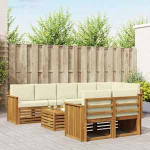 Sedežne garniture 9 pcs Naravna in smetana Masiven les akacije