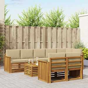 Sedežne garniture 9 pcs Naravna in bež Masiven les akacije