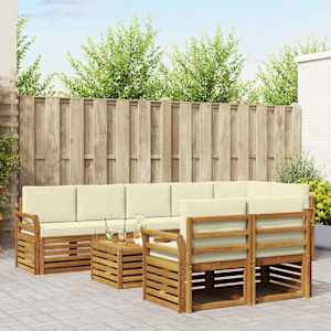 Sedežne garniture 9 pcs Naravna in smetana Masiven les akacije