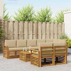 Sedežne garniture 9 pcs Naravna in bež Masiven les akacije