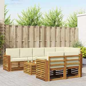 Sedežne garniture 9 pcs Naravna in smetana Masiven les akacije