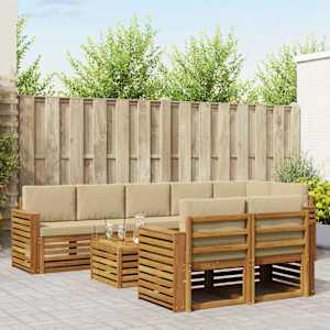 Sedežne garniture 9 pcs Naravna in bež Masiven les akacije