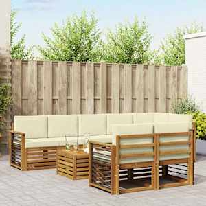 Sedežne garniture 9 pcs Naravna in smetana Masiven les akacije