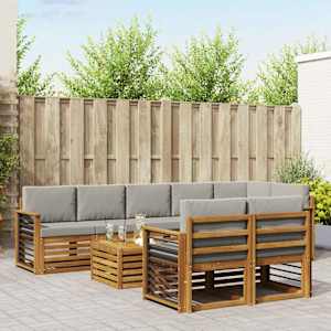 Sedežne garniture z blazino 9 pcs Naravna in svetlo siva