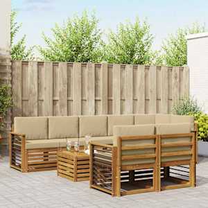 Sedežne garniture 9 pcs Naravna in bež Masiven les akacije