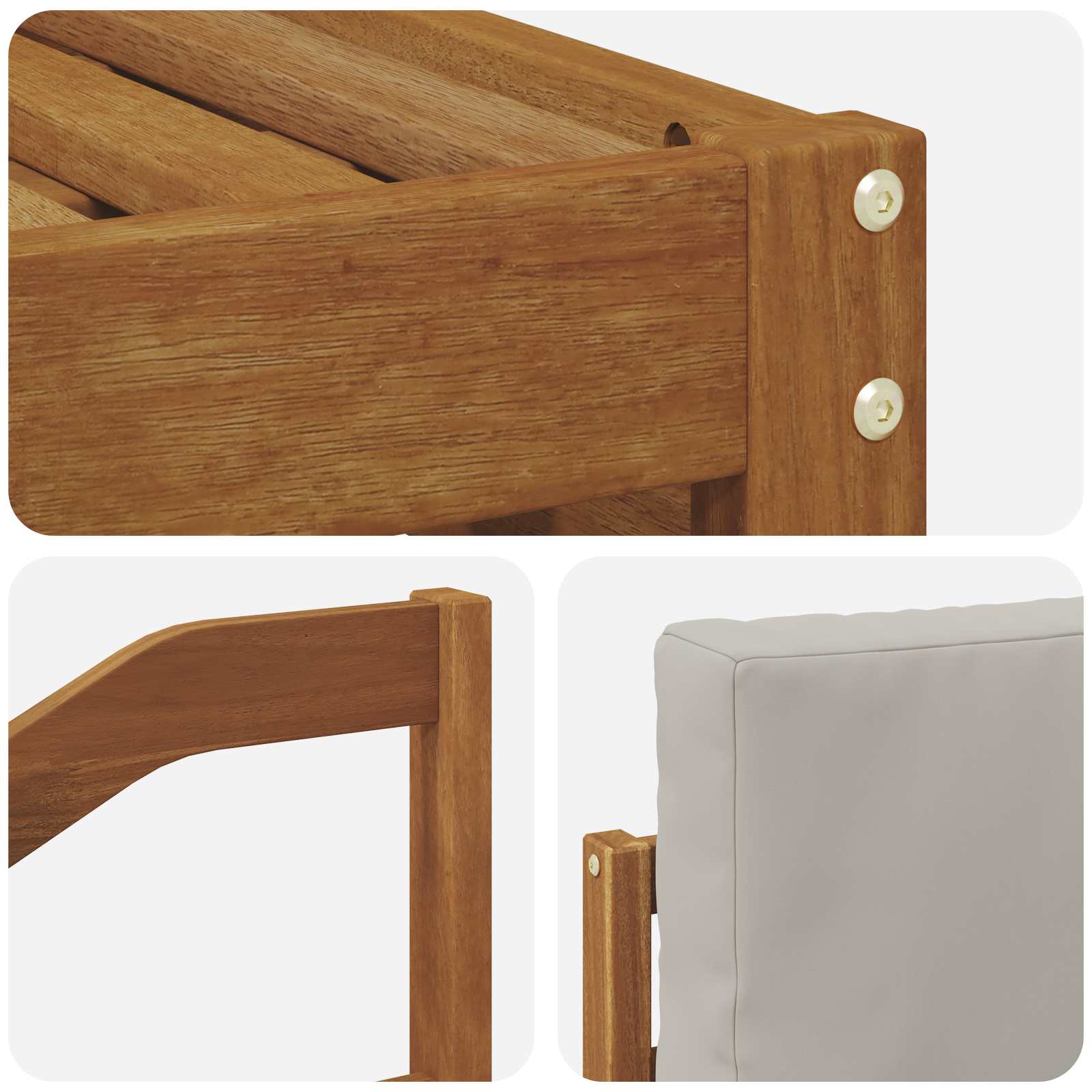 Sofa-Sets 9 pcs Natuurlijk en Lichtgrijs Massief Acaciahout image 7