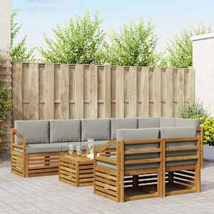 Sedežne garniture z blazino 9 pcs Naravna in svetlo siva