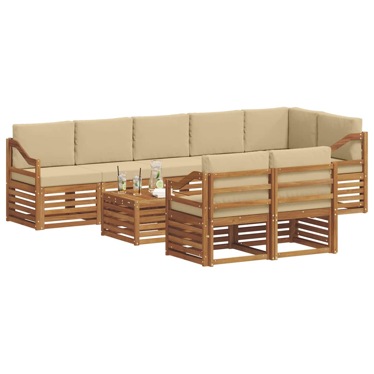 Udendørs sofagruppe 9 stk. Polyester - Billede 3